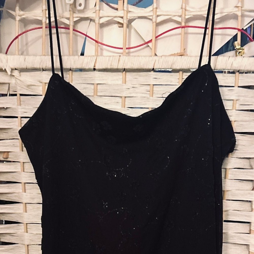 Ladies spag strap black summer dress